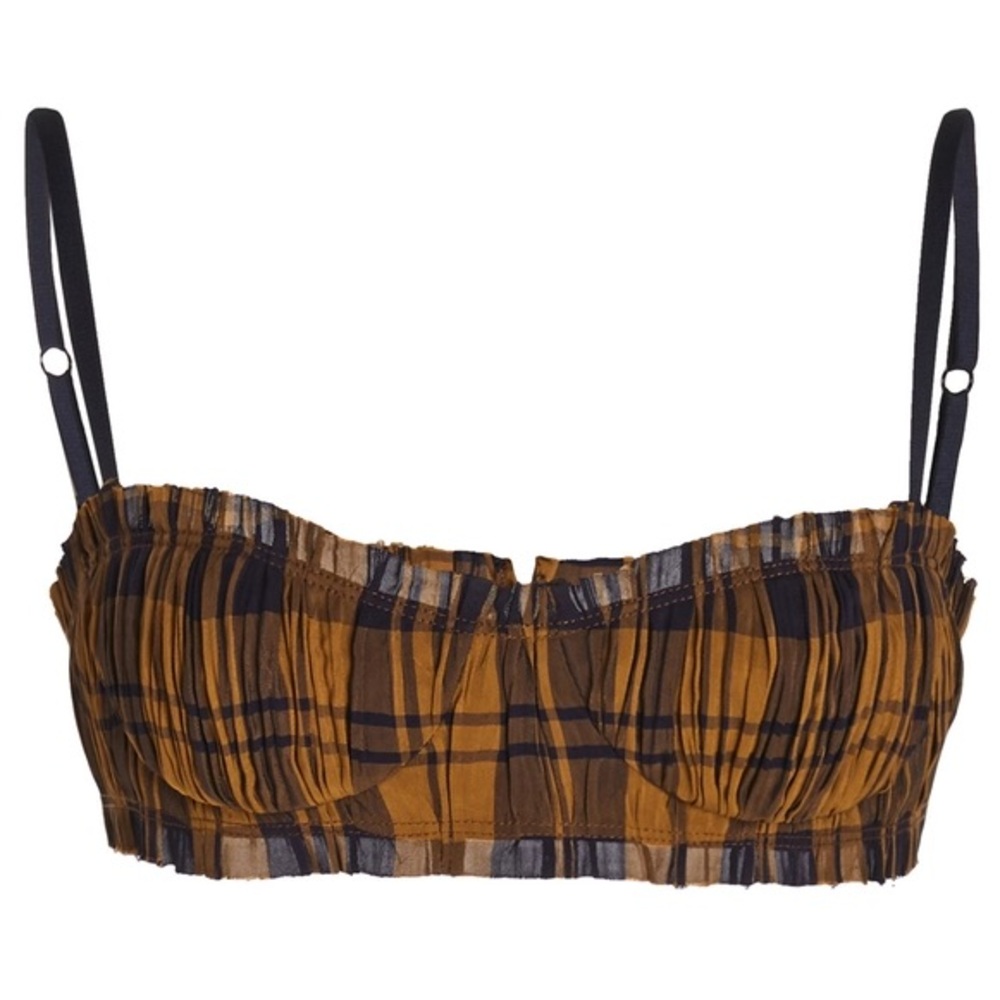 🚨SOLD 🚨Khaite Indira Brown Check Print Cropped Top